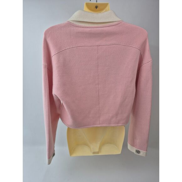 Alice + Olivia Women's Pink Verdell Cropped Knit Jacket Size Small - Picture 5 of 7